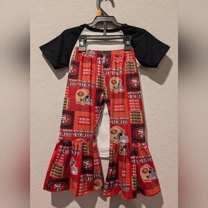 San Francisco 49ers Red Black White 2 Piece Peace Love 49ers Top & Flare Bottoms
